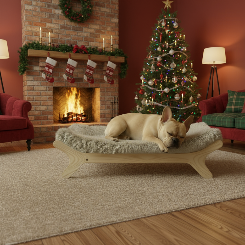 Elevated Dog Bed Frame and Mattress with Washable Cover Small Sized,Natural S Up to 40lbs Gift