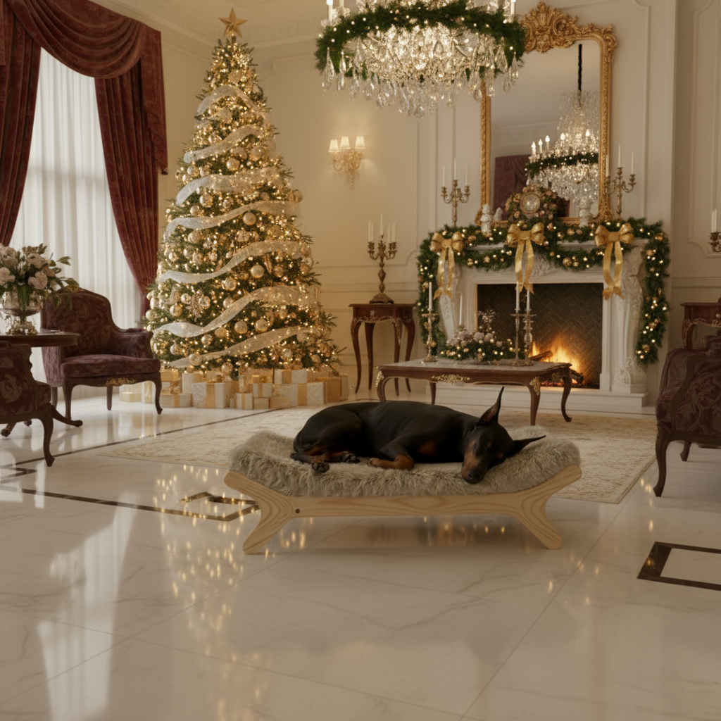 Medium Size Elevated Dog Bed with Washable Cover, Natural M Up to 50lbs