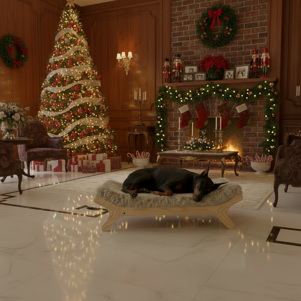 Medium Size Elevated Dog Bed with Washable Cover, Natural M Up to 50lbs