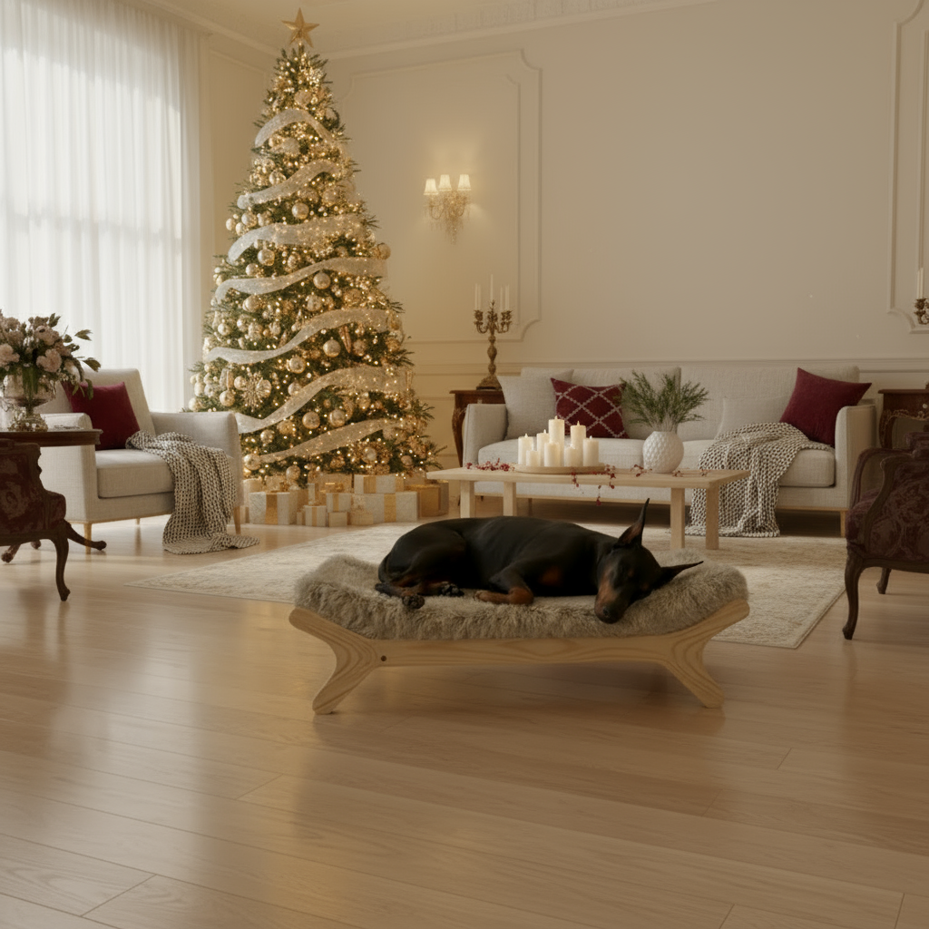 Medium Size Elevated Dog Bed with Washable Cover, Natural M Up to 50lbs