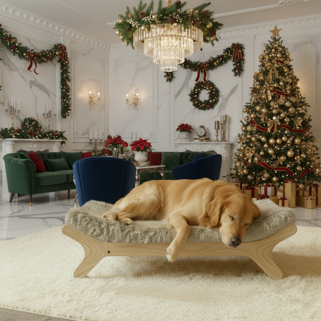 Extra Large Sized Elevated Dog Bed with Washable Cover, Natural XL Up to 90lbs