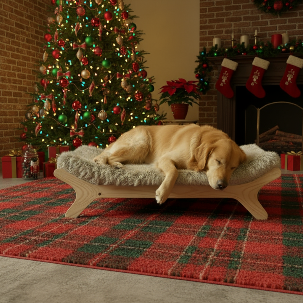 Extra Large Sized Elevated Dog Bed with Washable Cover, Natural XL Up to 90lbs